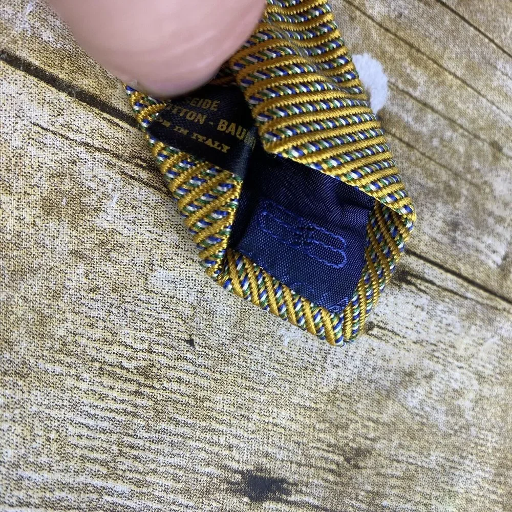 Balenciaga‎ Pour Homme Neck Tie Gold Stripe Silk Cotton Blend Italy